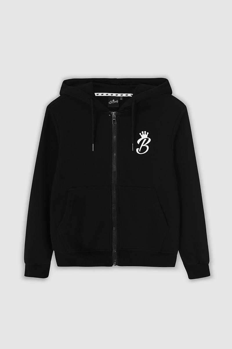 B Collection Zipped Hoodie - Black