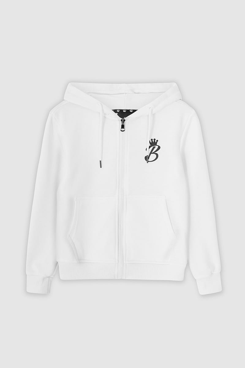 B Collection Zipped Hoodie - White
